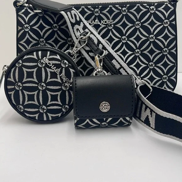 MICHAEL KORS Jet Set Travel Small Logo Jacquard Crossbody With Tech Attach NWT - Picture 16 of 16